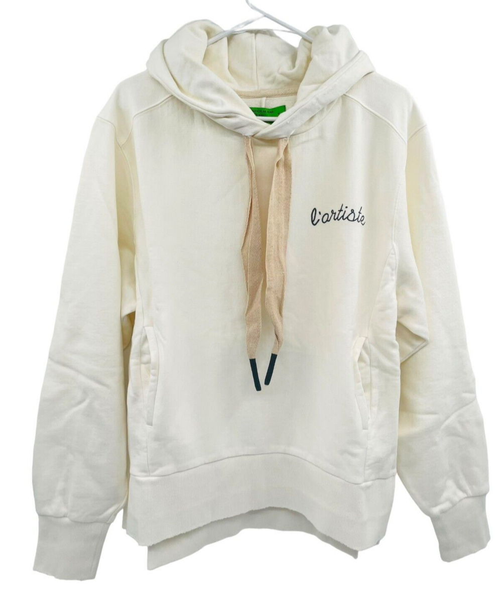Free People Sandrine Rose Sweatshirt Size XS Raw Edge L'Artiste White Hoodie